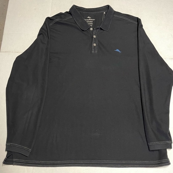 Tommy Bahama Charcoal Polo with Blue Logo - Picture 2 of 7